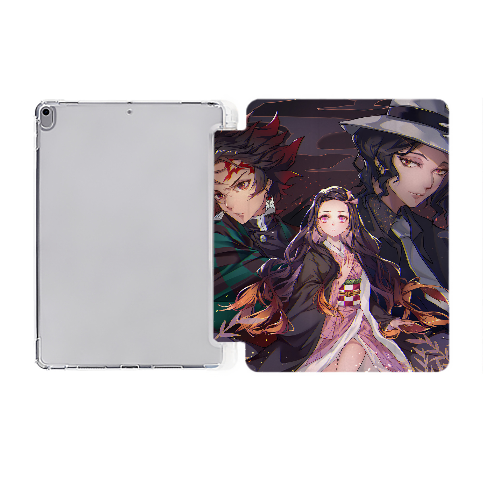 （画像用） 鬼滅の刃（きめつのやいば）竈門 炭治郎／かまど たんじろう Kamado Tanjirou IPad ケース ペン収納付き 三つ折りスタンド PUレザー×シリコン 対応機種9.5/10.5/10.9インチ